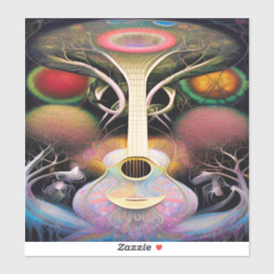 Licht Paars Roze Acoustic Guitar Tree of Life Sticker