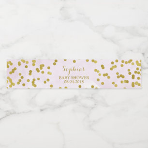 Licht Paars Waterverf Gold Confetti Baby shower Waterfles Etiket