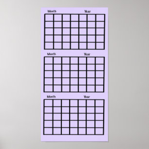 Licht Paarse 3 maanden kalender Poster