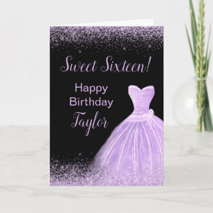 Licht Paarse dress Faux Glitter Sweet 16 Birthday Kaart