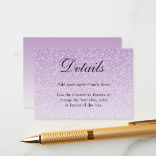 Licht Paarse Glitter Glam Behuizing Kaart