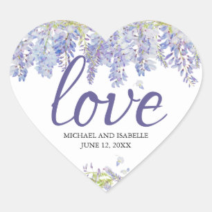 Licht Paarse Waterverf Bloemen Hart Liefde Sticker