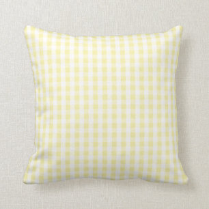Licht Pastel Geel & Wit Gingham Patroon Kussen