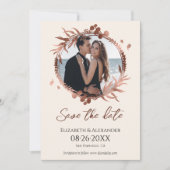 licht perzik krans foto bewaar de datum kaart (Voorkant)