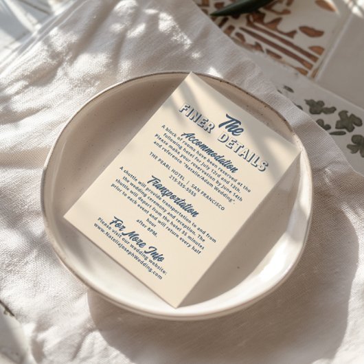 Licht perzik retro funky moderne bruiloft details informatiekaartje