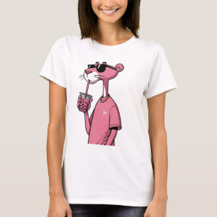 Licht rekbare stof, roze tijgerontwerp t-shirt