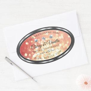 Licht rood en goudglitter Product Labels diamanten