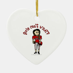 Licht rood Football Keramisch Ornament