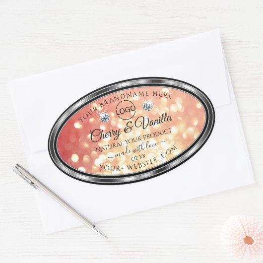 Licht rood Glitter Product Label Diamonds Logo (Envelop)