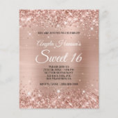 Licht Roos Gold Glitter Sweet 16 Papierbrochure Flyer (Voorkant)