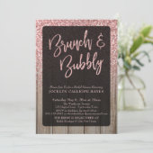 Licht Roos Gouden Glitter Schuur Hout Brunch & Bub Kaart (Staand voorkant)