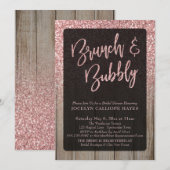 Licht Roos Gouden Glitter Schuur Hout Brunch & Bub Kaart (Voorkant / Achterkant)