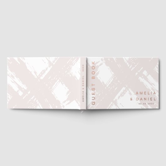 Licht roos grijs penseelstreken namen bruiloft fol gastenboek (Volledig)