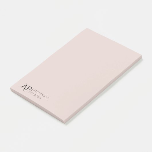 Licht Roos Persoonlijk gepersonaliseerd Monogram Post-it® Notes (Schuin)