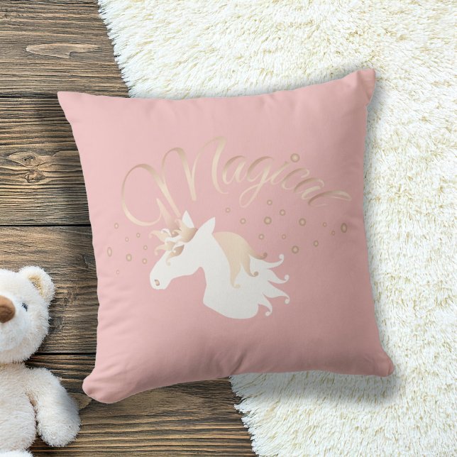 Licht Roos Roze Wit Magische Unicorn Kussen (Creator heeft geüpload)