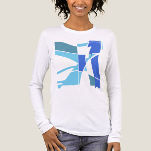 Licht & Royal Blue Blauwgroen Gebogen Geometrisch Tri-Blend Shirt