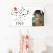 Licht Roze Afro Eenhoorn Afstuderen Spandoek (Insitu)