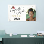 Licht Roze Afro Eenhoorn Afstuderen Spandoek (Beurs)