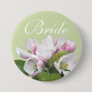 Licht roze appelbloem bruidt bruiloft. ronde button 7,6 cm