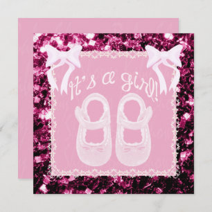 Licht roze babymeisje - douche Roze enkels uitnodi Kaart