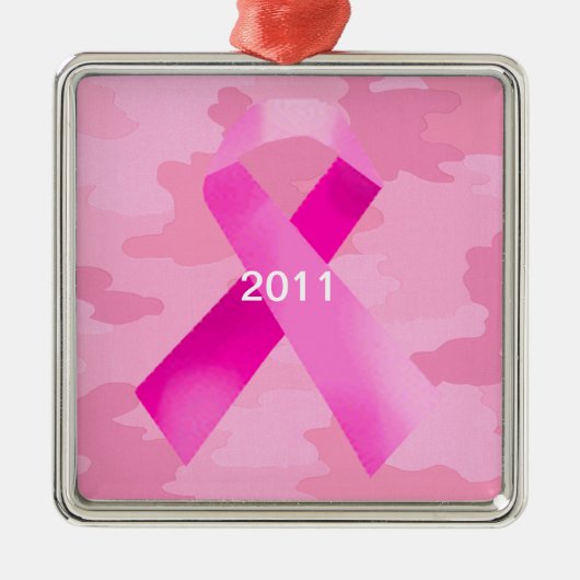 Licht roze Camouflage Roze Lint Ornament Datum (Voorkant)