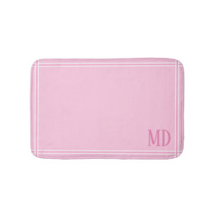 Licht Roze en Wit Gestreepte Aangepaste Initialen Badmat