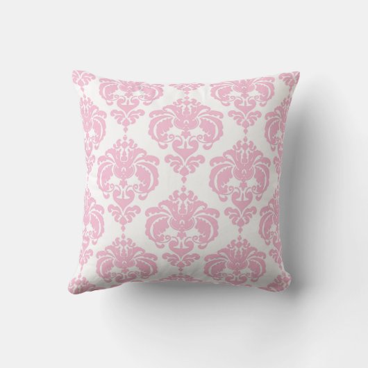 Licht roze en witte Damask modern elegant patroon Kussen (Achterkant)