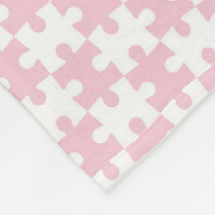 Licht Roze en Witte Legpuzzel Piece Patroon Fleece Deken