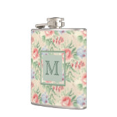 Licht  Roze Floral Patroon Aangepast Heupfles (Links)