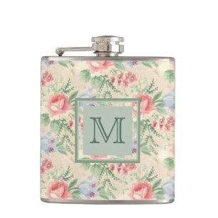 Licht Roze Floral Patroon Aangepast Heupfles