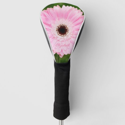 Licht roze Gerbera Daisy Floral gepersonaliseerd Golfheadcover (Voorkant)