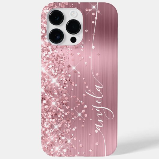 Licht Roze Glitter Glam Handtekening Case-Mate iPhone Case (Achterkant)
