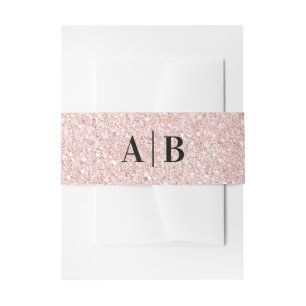 Licht Roze Goud Nep Glitter Bruiloftsmonogram Uitnodigingen Wikkel