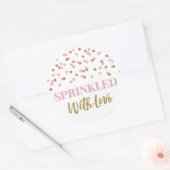 Licht roze gouden Confetti bestrooid met liefde Ronde Sticker (Envelop)