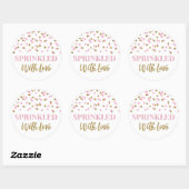 Licht roze gouden Confetti bestrooid met liefde Ronde Sticker (Vel)