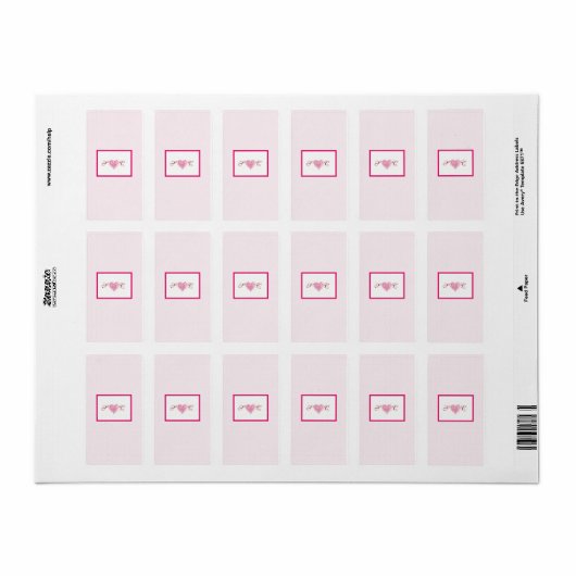 Licht roze hart bruiloft Hershey's Mini Wrapper Etiket (Full Sheet)