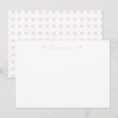 Licht roze harten Dank je platte Kaart (Voorkant / Achterkant)