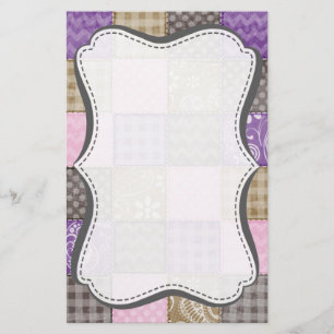 Licht roze, Paarse, & Taupe gewatteerde blik Briefpapier