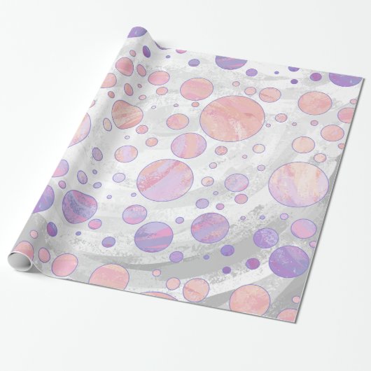 Licht roze pols dot patroon cadeaupapier (Uitgerold)