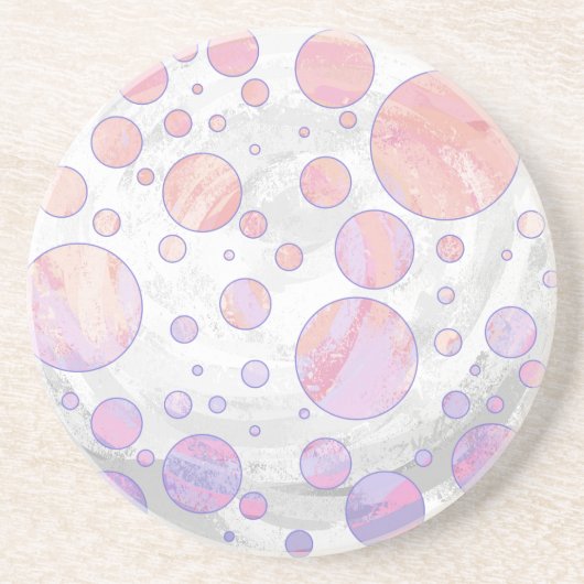 Licht roze pols dot patroon zandsteen onderzetter (Voorkant)