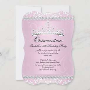Licht Roze Quinceanera 15e Verjaardagsfeest Tiara Kaart