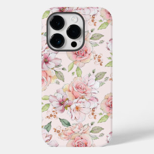 Licht roze rozen patroon Hoesje-Mate iPhone c Case-Mate iPhone 14 Pro Hoesje