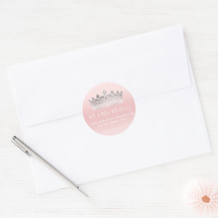 Licht roze Silver Return Address Envelope Seals Ronde Sticker