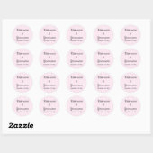 Licht roze strepen bruiloft ronde sticker (Vel)