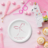 Licht roze strik Coquette gepersonaliseerd Papieren Bordje (Feest)