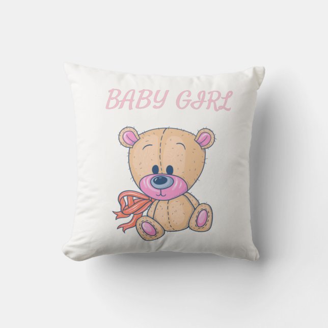 Licht roze Teddy Bear Sierkussen (Voorkant)