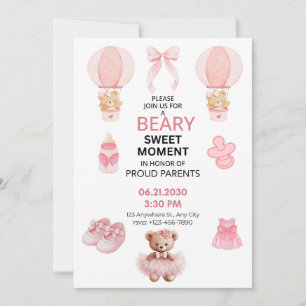 LICHT ROZE WIT 5X7 FLAT MEISJE BABYSHOWER KAART