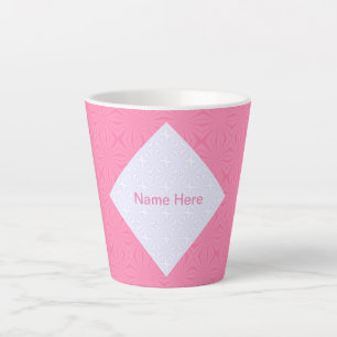 Licht Roze Witte Kronkelende Vierkanten Persoonlij Latte Mok