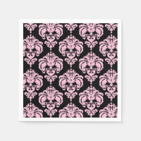 Licht roze zwart damast chique elegante patroonpar