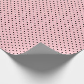 Licht roze | Zwart polka dot inpakpapier (Hoek)